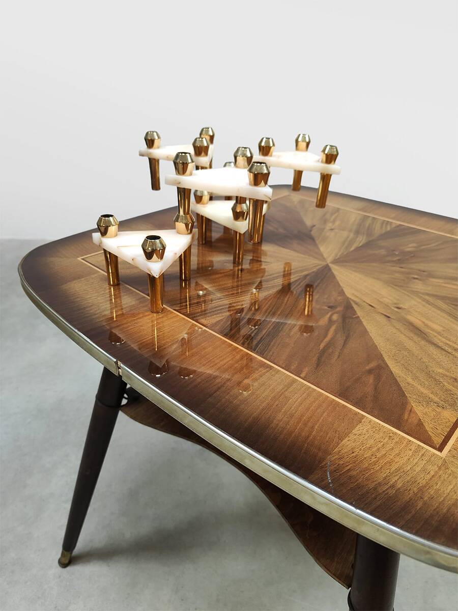 Vintage fifties wooden side table 'Art deco style'