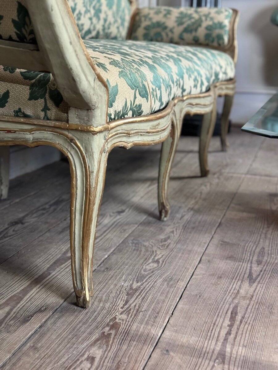 Painted and gilded wooden bench, Venice, 18th century