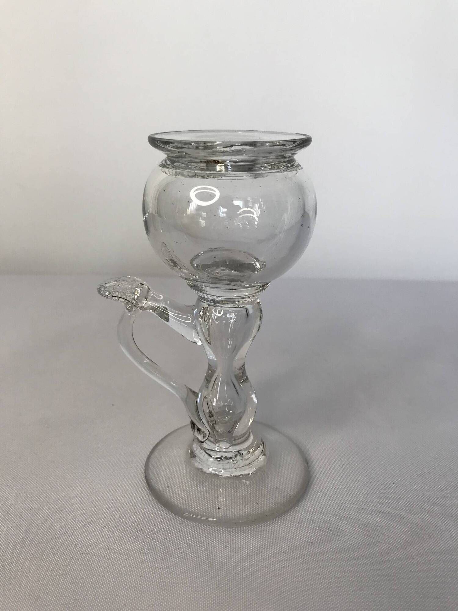 Old glassware, small 19th century Provençal lace-making night light lamp