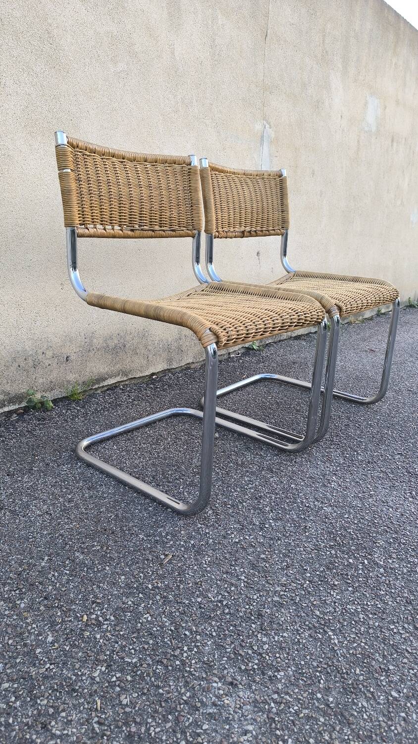 Pair cesca b32 chair design Marcel Breuer
