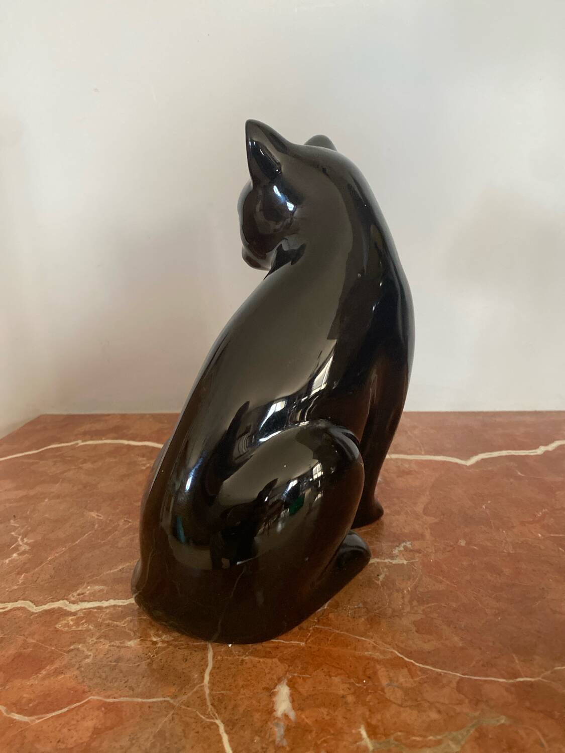 Black ceramic cat signed Elpa
