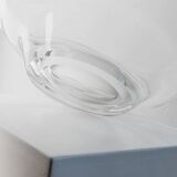 Immense bol en verre transparent de 16,5 pouces par Laica Cristalleria – Centre de table à bord ondulé, Italie, années 1990.