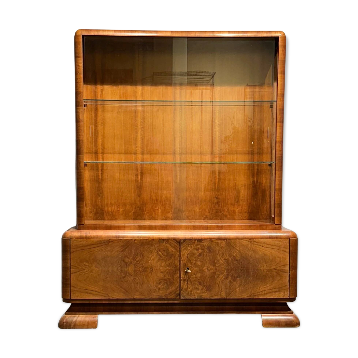 Vitrine en noyer Art Déco