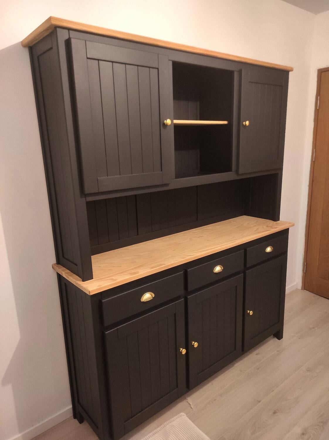 Black and wooden sideboard