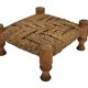 Vintage Footstool wood and rope, 1960s