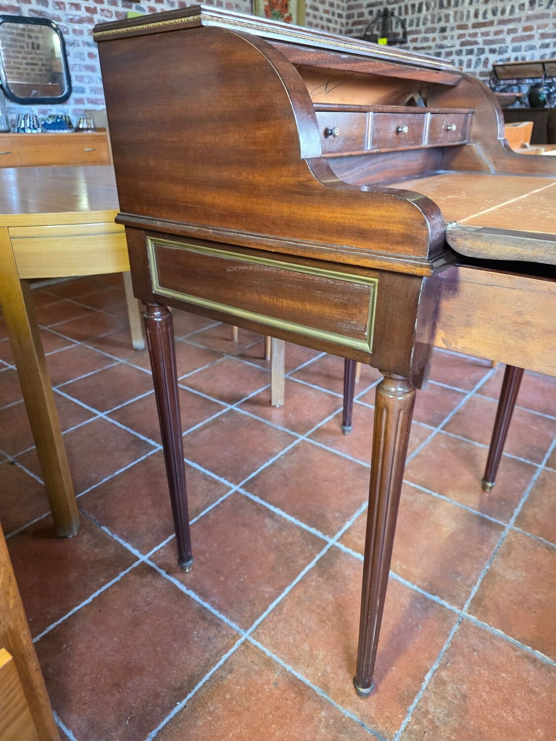 Louis XVI Style Cylinder Desk in Mahogany