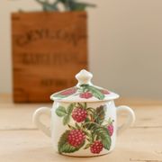 Vintage porcelain sugar bowl from Paris – Red fruit decoration