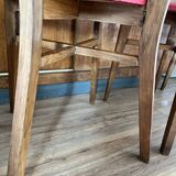 Ensemble de 4 chaises en bois et vinyle rouge