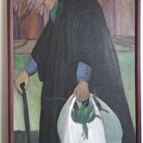 Elena Brugo (born in 1938) oil on paper 1986 "end of market"