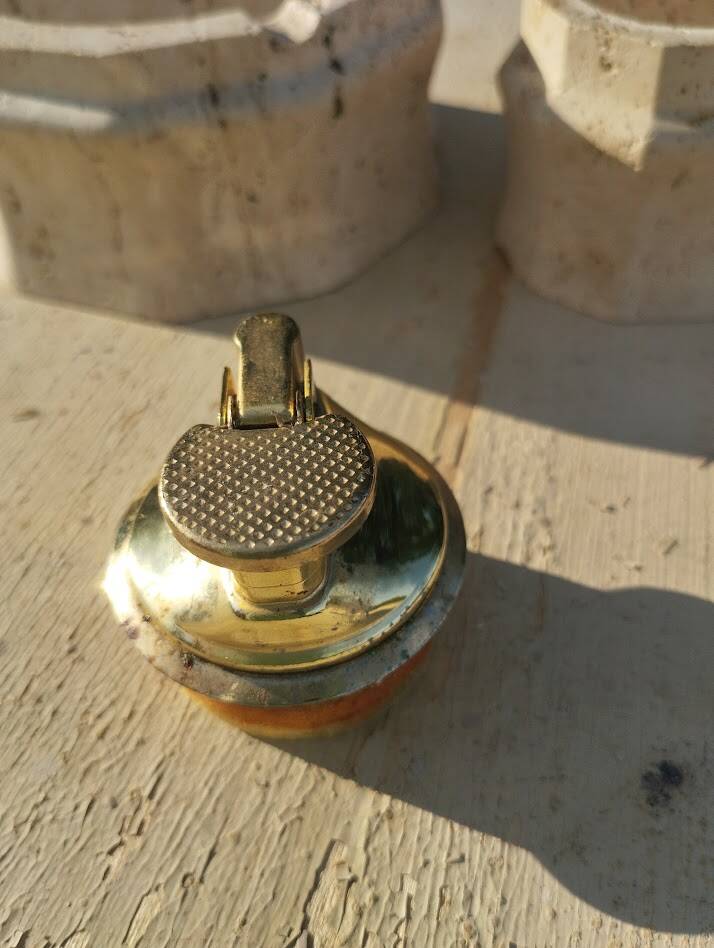 Vintage Ashtray & Lighter Duo in Travertine – Italy, 1970