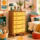Chiffonnier art déco chêne brut et jaune