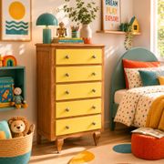 Art Deco chest of drawers in raw oak and yellow