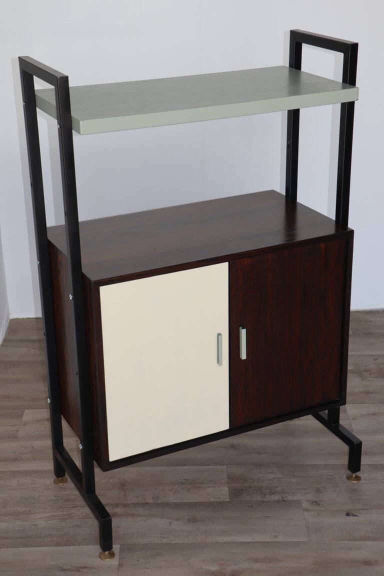 Bibliothèque vintage modulable en bois et métal, 1960