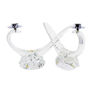 Paire de bougeoirs en - verre