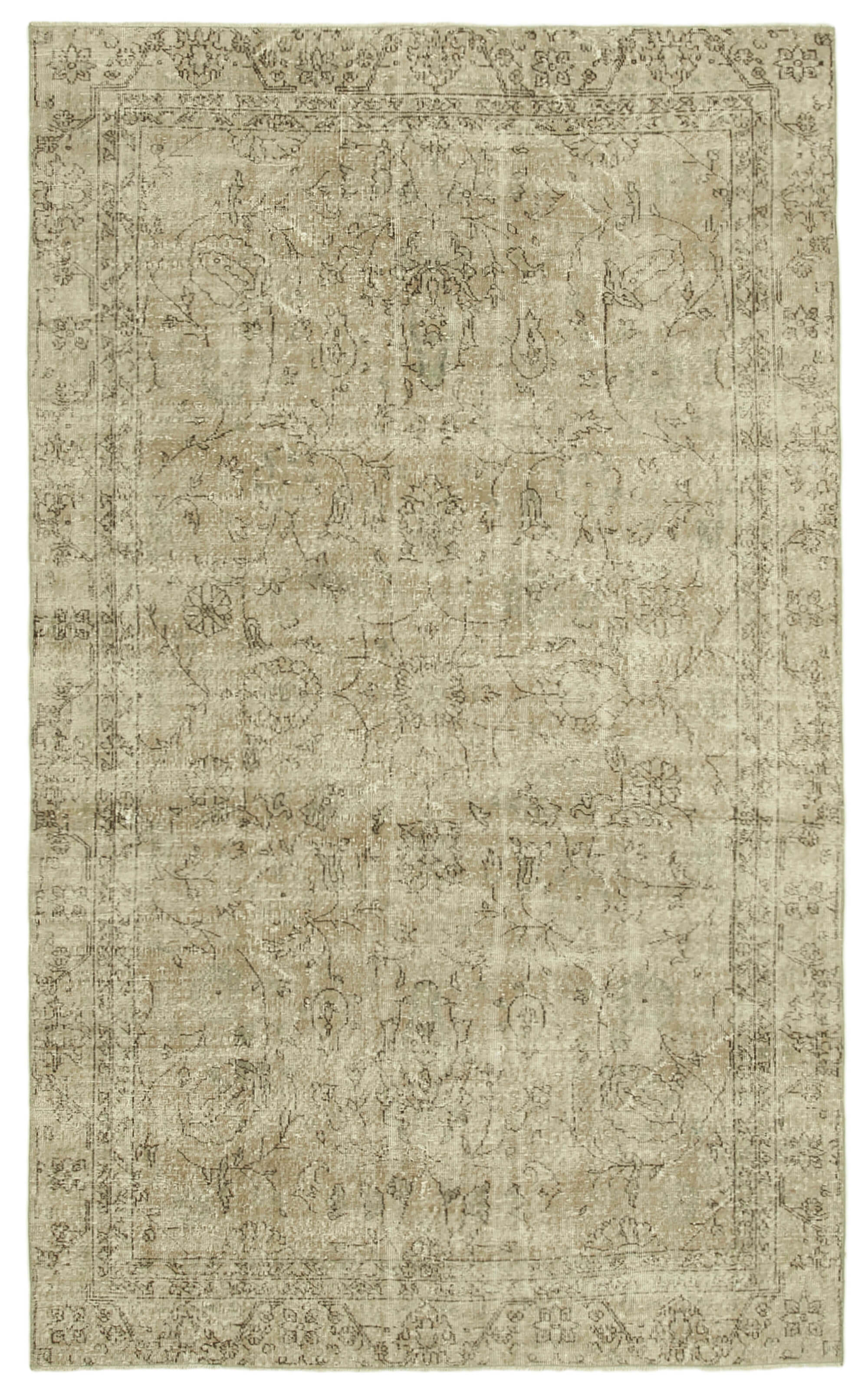 Hand-knotted vintage turkish beige carpet 181 cm x 294 cm