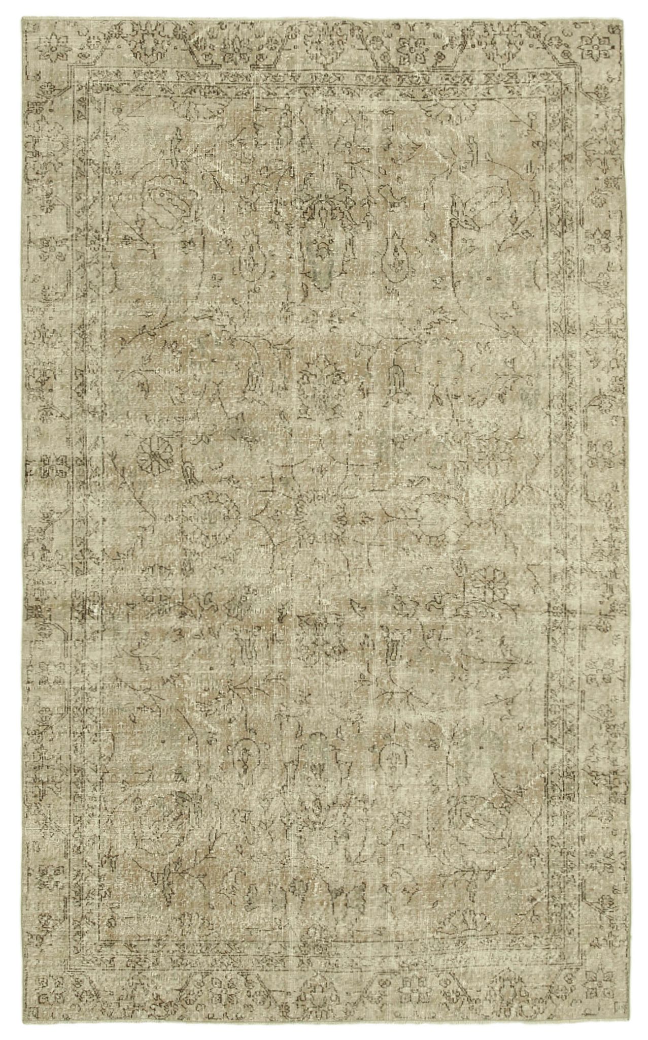 Hand-knotted vintage turkish beige carpet 181 cm x 294 cm