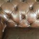 Canape chesterfield brown leather 2 places