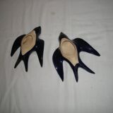 Pair of ceramic wall swallows
