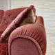 1980s, Scandinavian 2-seater sofa, pink furniture velour.