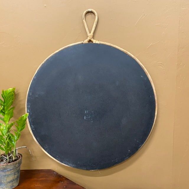 Round rattan mirror with ring
