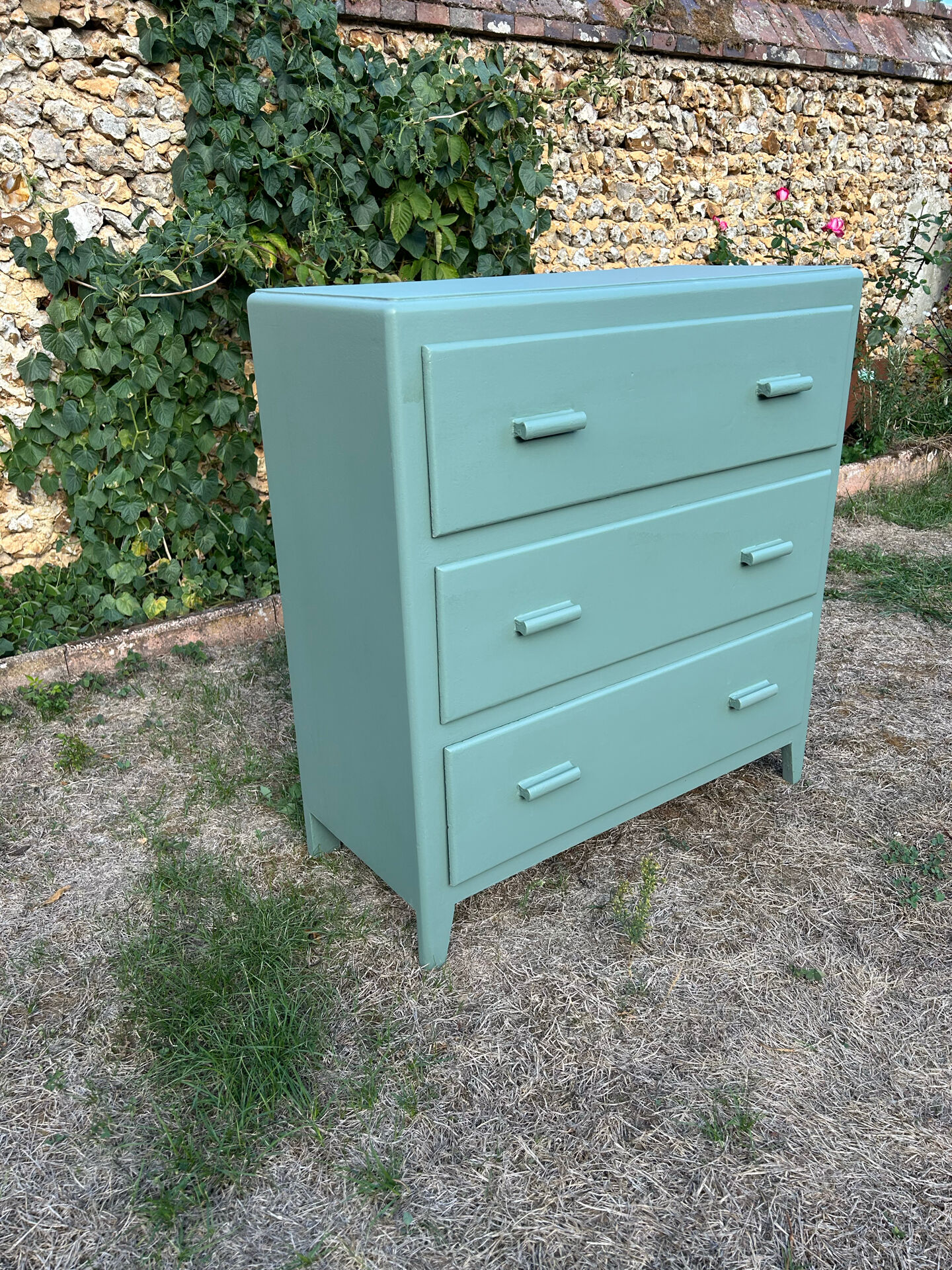 Commode vintage 1950 vert Fumé