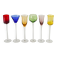 Set of 6 multicoloured liqueur glasses, designed in the 1970s.