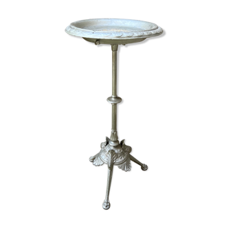 Side table pedestal table with silver cast iron plant