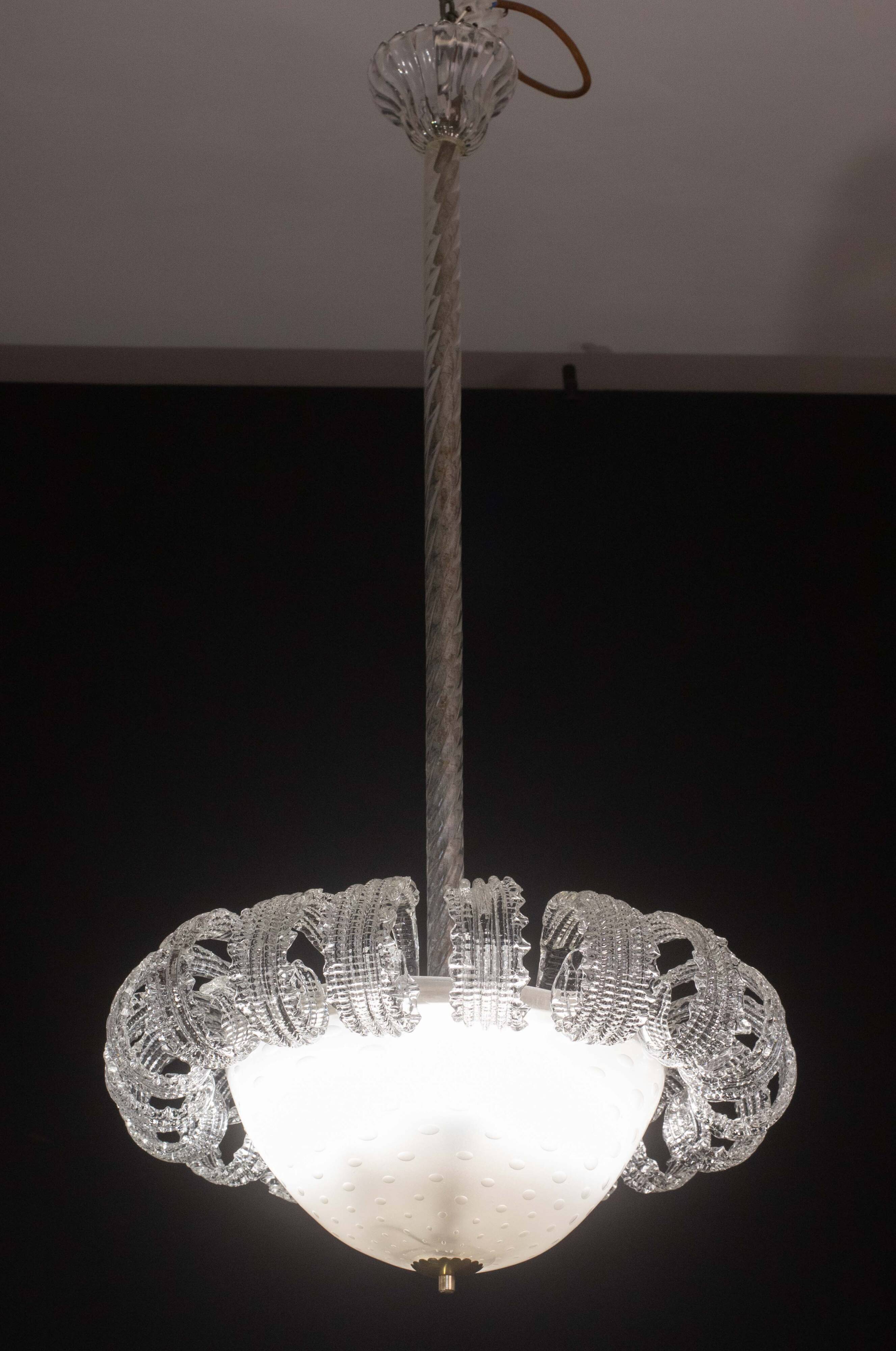 "The Queen" Italian Art Deco Chandelier by Ercole Barovier, 1940