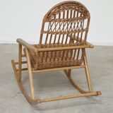 Rocking chair made of wood and wicker by ULUV from Czechoslovakia 1970