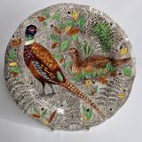 Plate in gien earthenware model rambouillet "couple of pheasants" signed in the décor, 26 cm