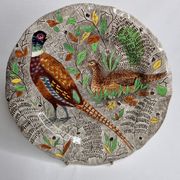 Plate in gien earthenware model rambouillet "couple of pheasants" signed in the décor, 26 cm