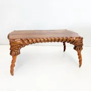 Handcarved sculptural suar wood coffee table 1960s