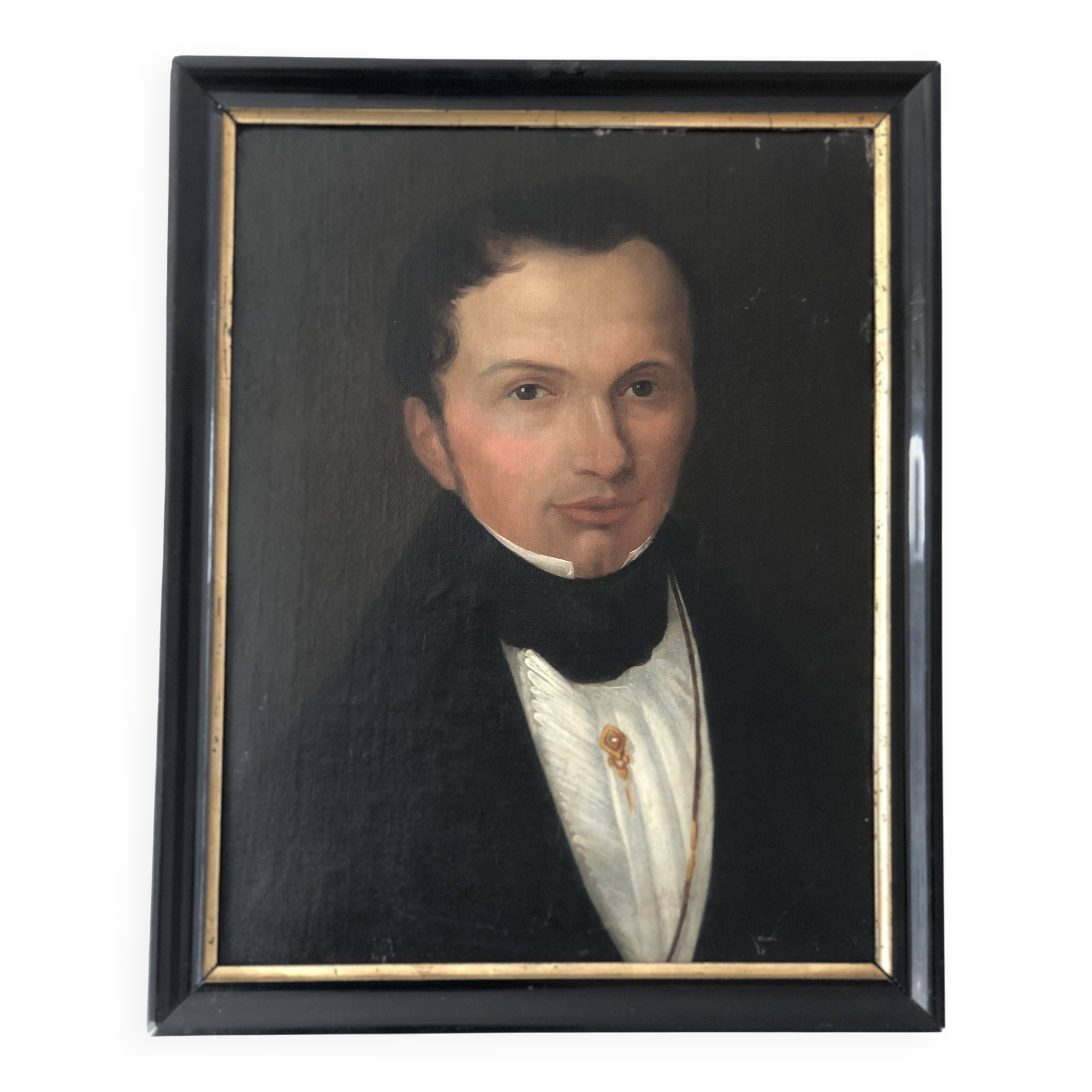 Antique Vintage 19th Century Oil Portrait Painting of a Dutch Gentleman