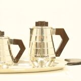 Art Deco Silver-Plated Tee or Coffee Set With Matching Tray, France, 1930s