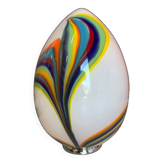 Murano Style Glass Multicolored Reeds White Egg Lamp