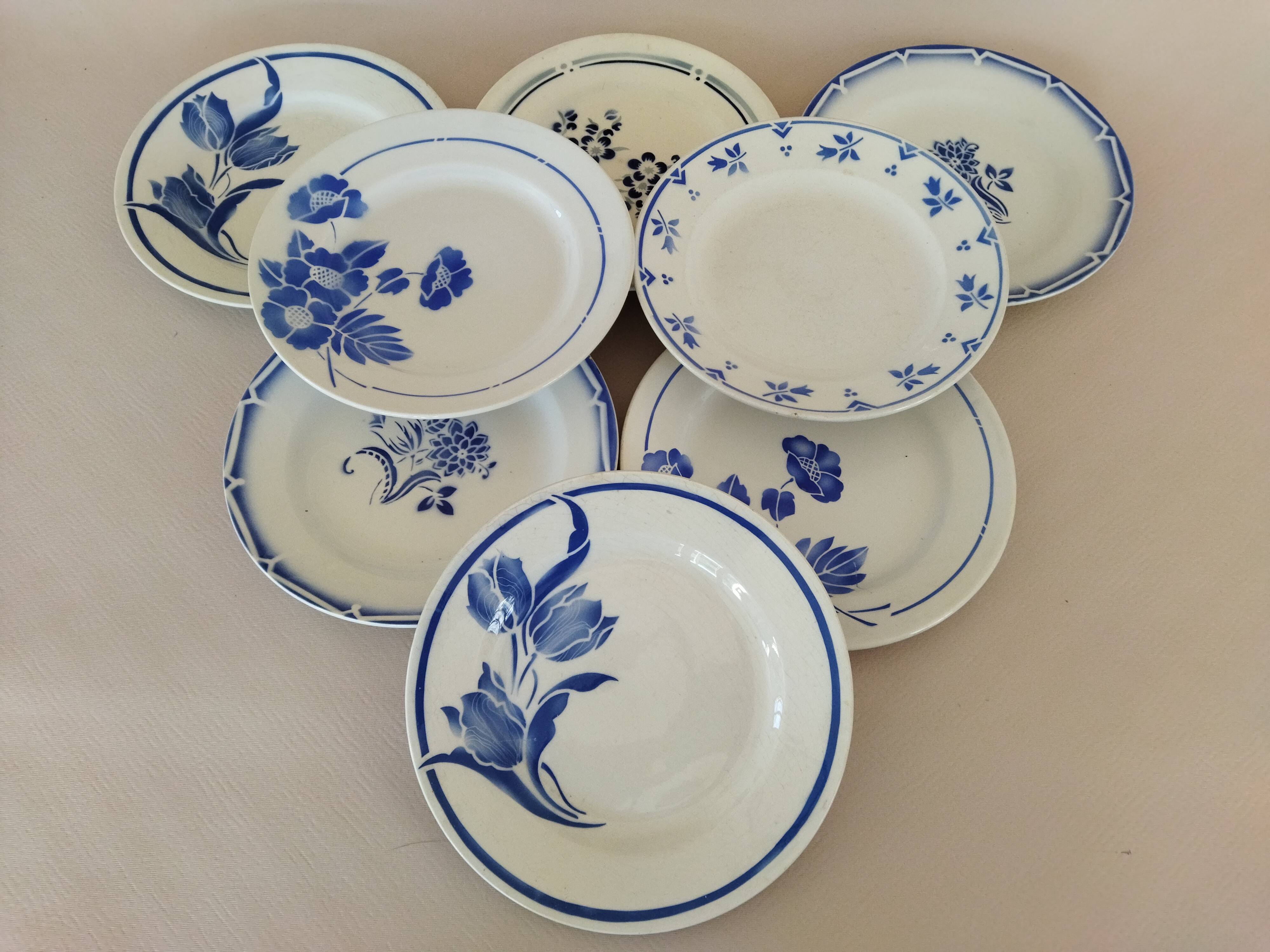 8 French earthenware dinner plates (Gien Sarreguemines Digoin Moulin des Loups Orchies)