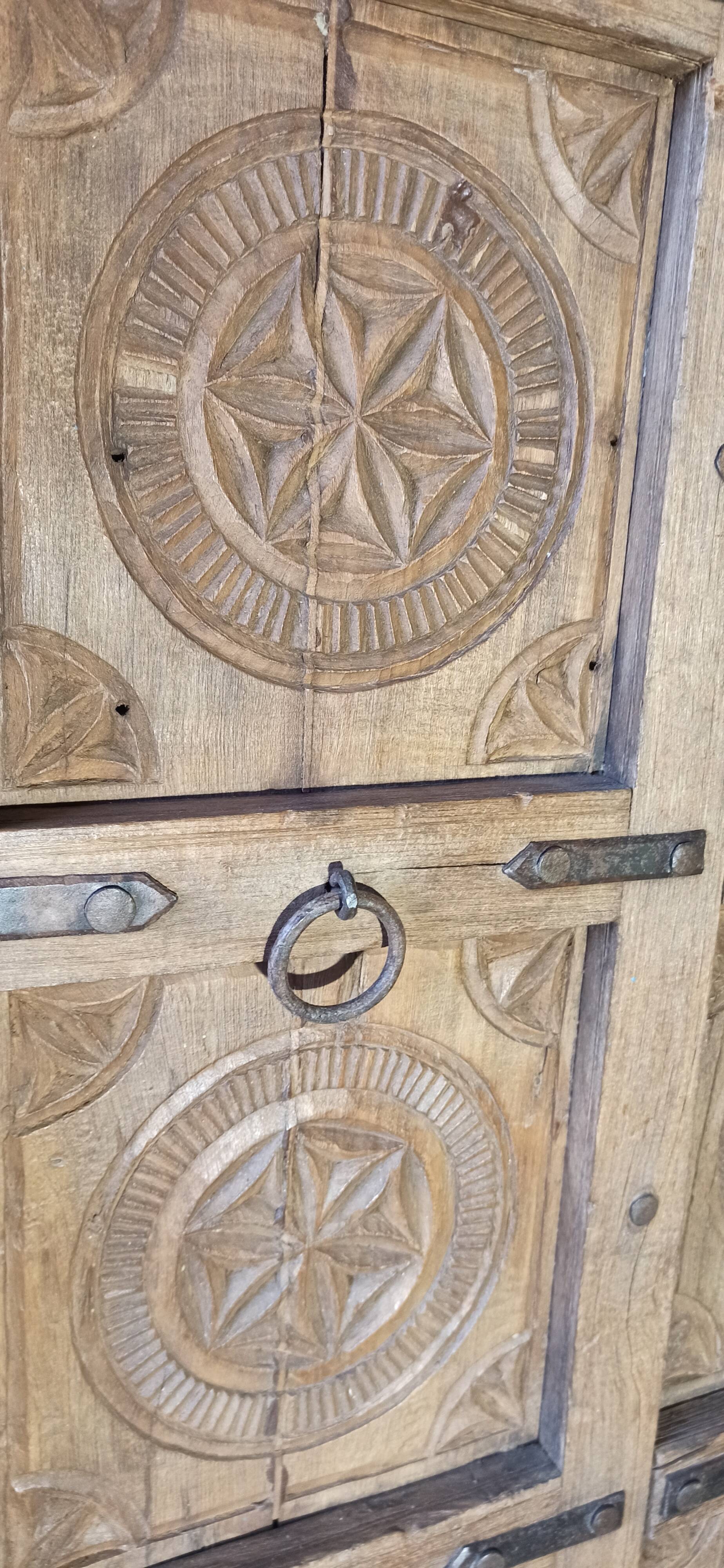 Old brown wooden door