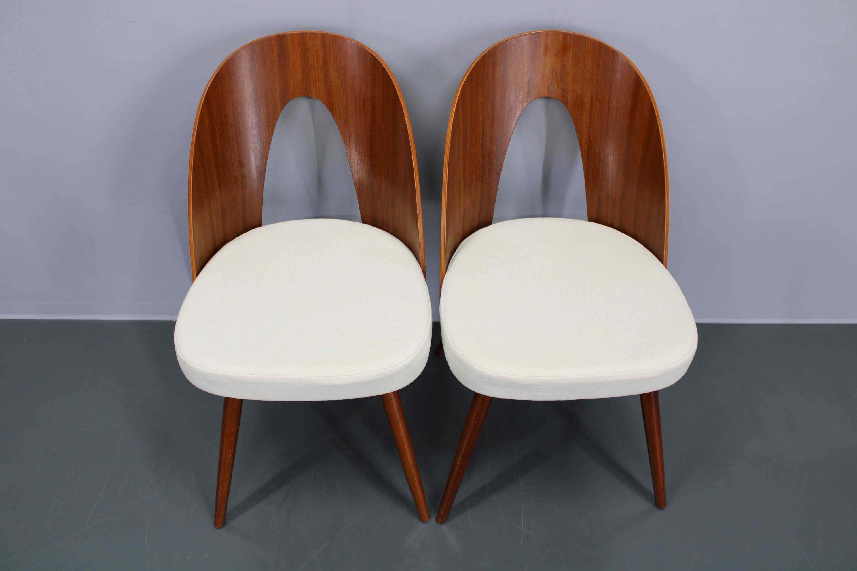1960s Antonin Suman Pair of Restored Chairs in Walnut Finish