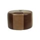 Vintage round pouf skai leather wood footstool brown pattern 44cm