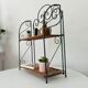 Vintage wall or table shelf in wrought iron and rattan