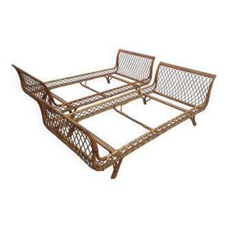 Pair of vintage basket-shaped rattan daybeds, 1950s