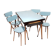 Blue formica table and its 4 chairs