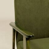 Scandinavian armchair deep olive green 1970s Boho style