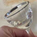 Set of 8 stemmed port glasses with silver trim.