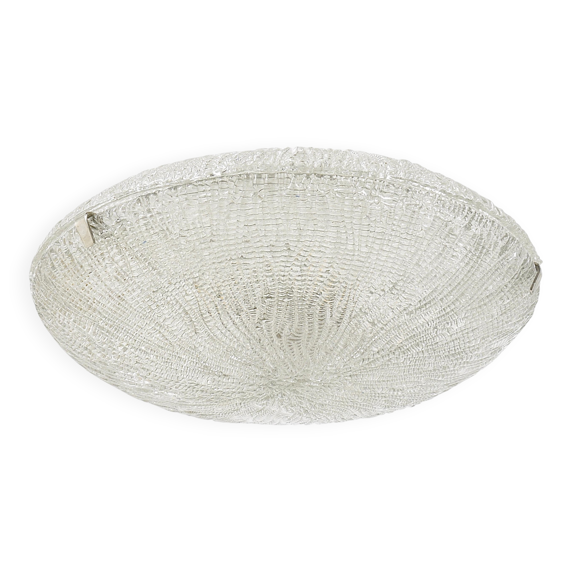 Mid-century Textured Glass and Nickel Kalmar Discus Chandelier, Austria, 1950s