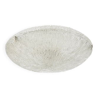 Mid-century Textured Glass and Nickel Kalmar Discus Chandelier, Austria, 1950s