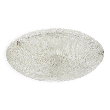 Mid-century Textured Glass and Nickel Kalmar Discus Chandelier, Austria, 1950s