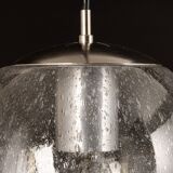 Small Limburg chrome pendant light with transparent glass ball, Germany, 1970s.