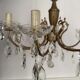Brass chandelier with crystal drops