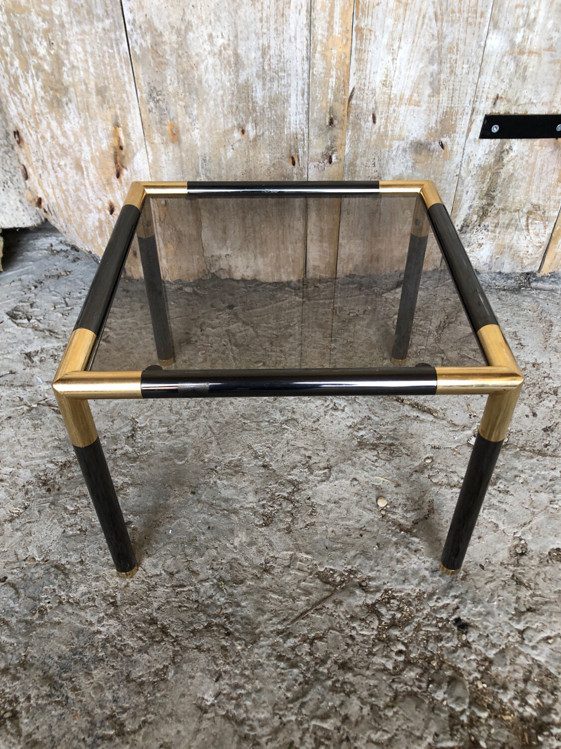 Coffee table tube metal black & gold vintage